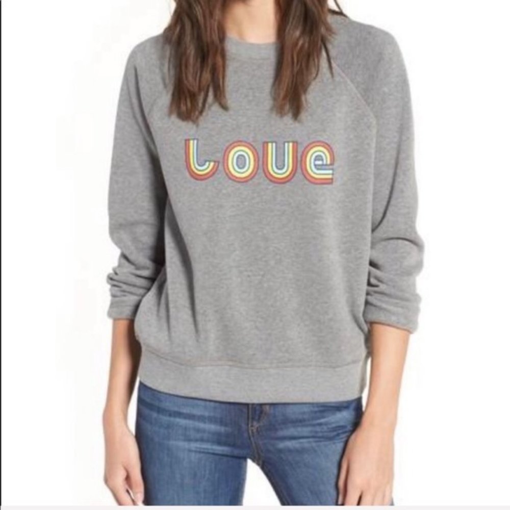 Rebecca Minkoff Rainbow Love Sweatshirt Gray SZ S